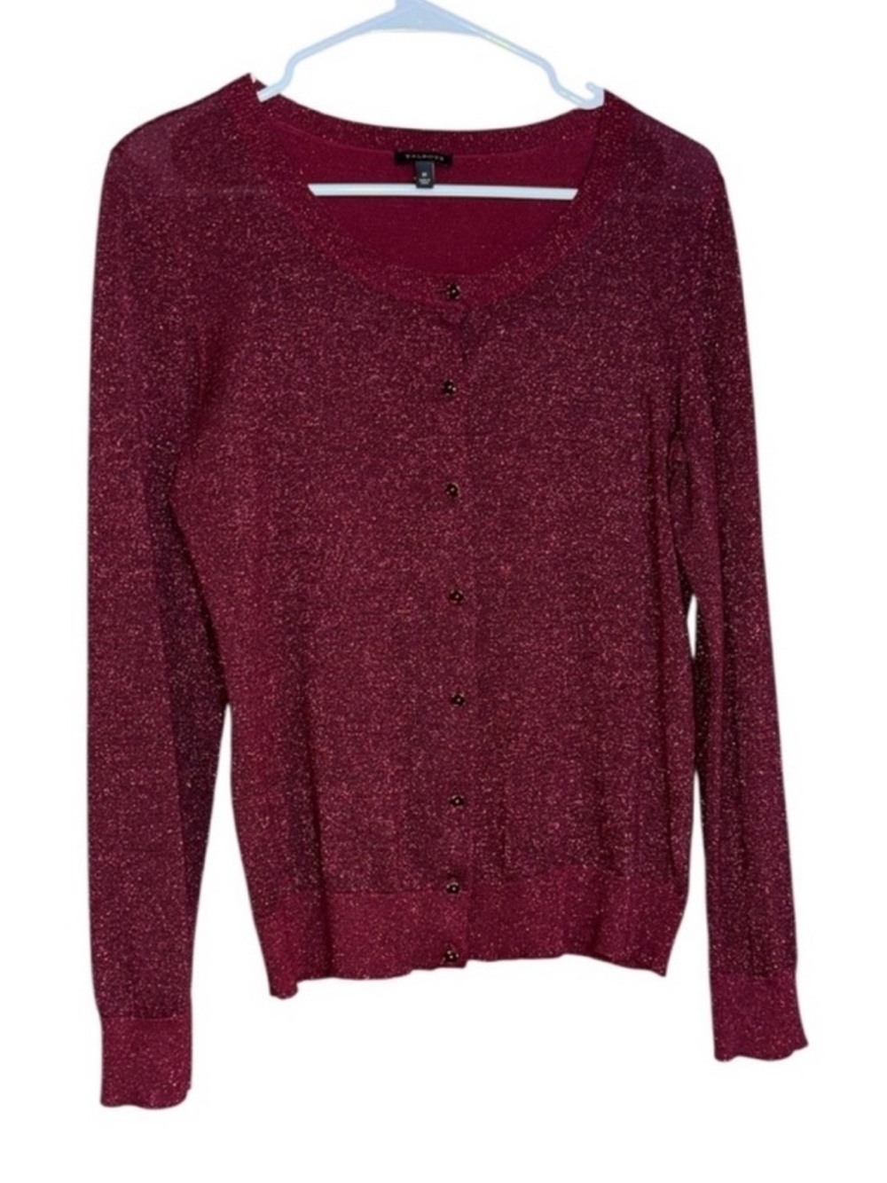 Talbots Shimmer Button-Front Cardigan in Burgundy
